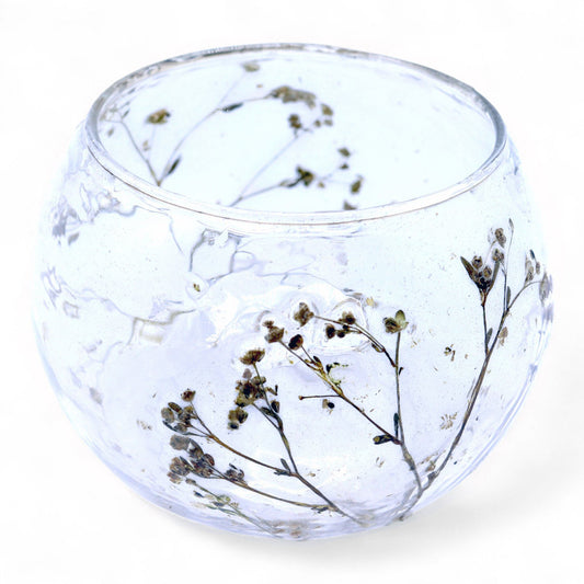 Natural Floral Glass - Small Bowl Candle Holder - Margarita
