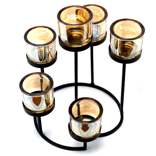 Iron Votive Candle Holder - 6 Cup Circular Tree