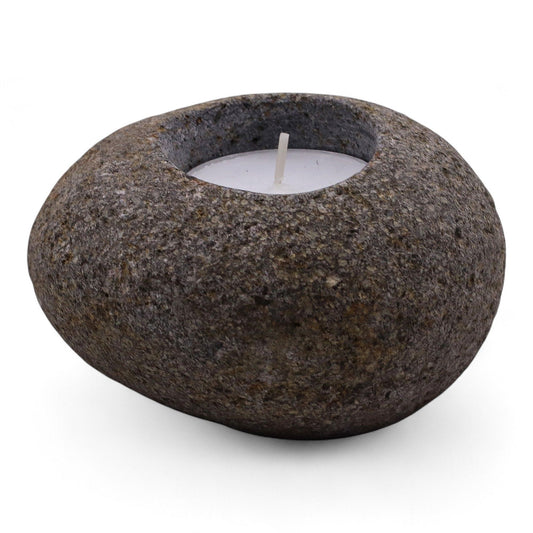 Natural Riverstone Candle Holder - Single