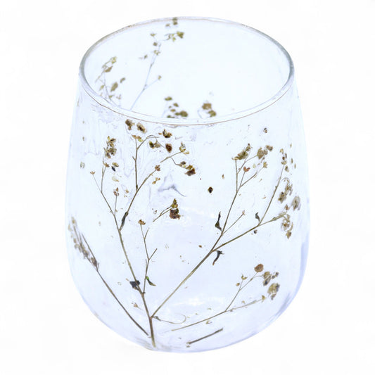 Natural Floral Glass - Short Vase Candle Holder - Margarita