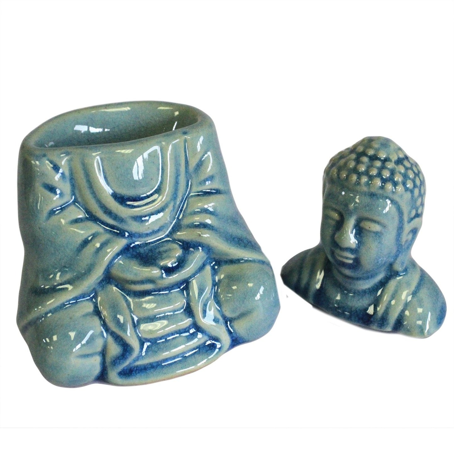 Sitting Buddha Burner - Blue