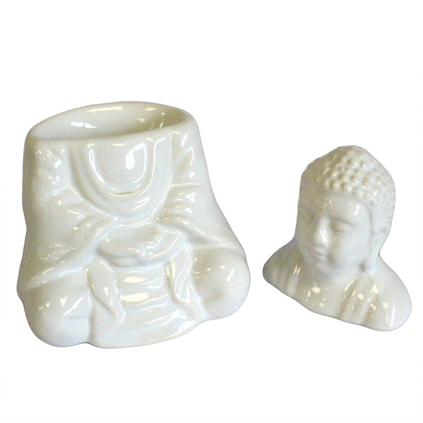 Sitting Buddha Burner - White