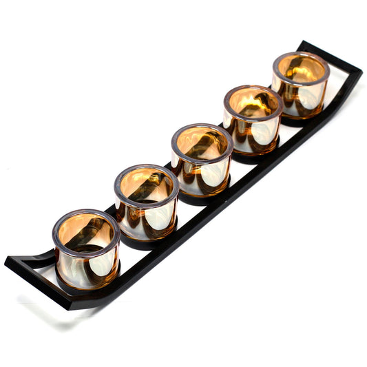 Iron Votive Candle Holder - 5 Cup Ledge