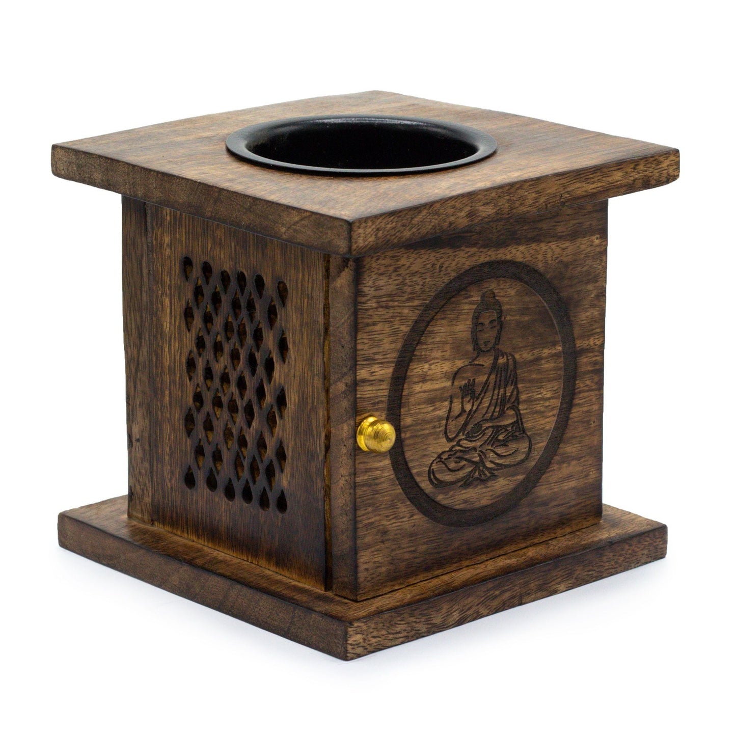 Buddha Engraved Wooden Wax Melt Burner - Ettovi Candle Company