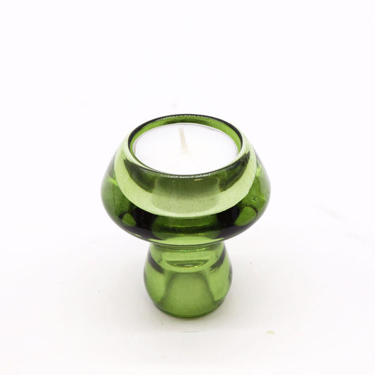 Mushroom Flip Glass Tealight and Taper Candle Holder – Garden Jade - Ettovi Candle Company