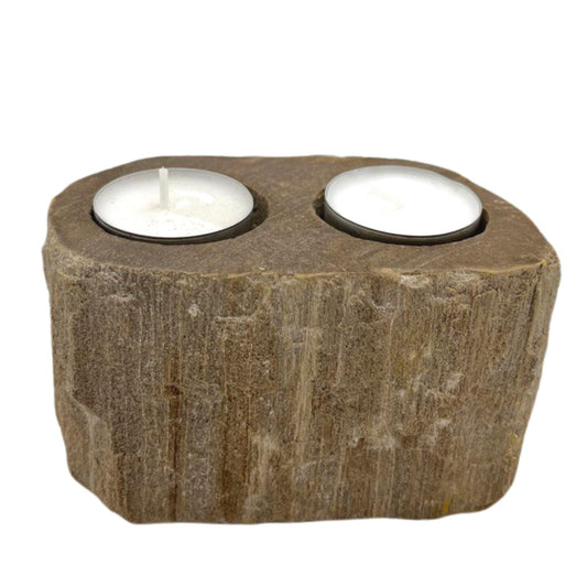 Petrified Wood Tealight Holder – Double - Ettovi Candle Company