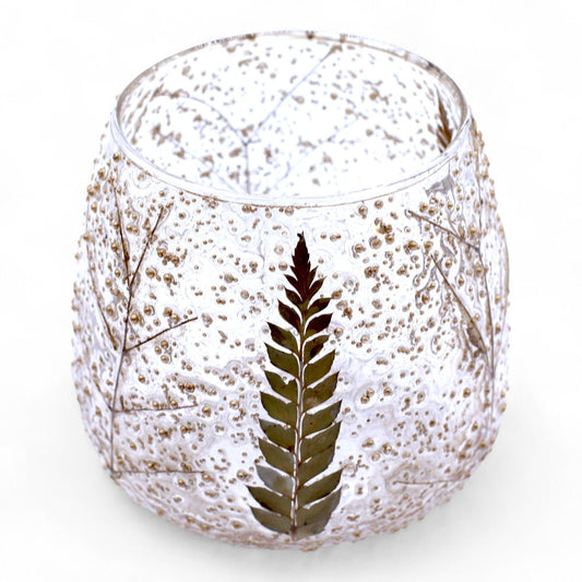 Pino Straight Natural Floral Glass Tealight Holder - Ettovi Candle Company