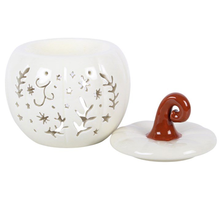 Pumpkin with Multi-Shape Cut-Outs Novelty Wax Melt Burner – Cream - Ettovi Candle Company