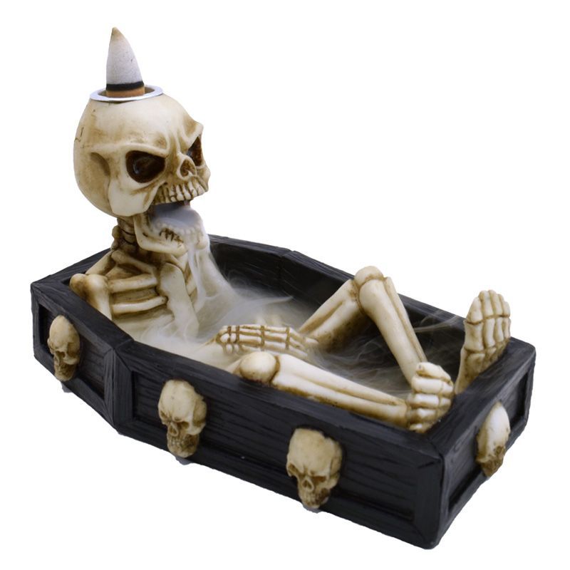 Skeleton in the Coffin Backflow Incense Burner – Gothic Décor - Ettovi Candle Company