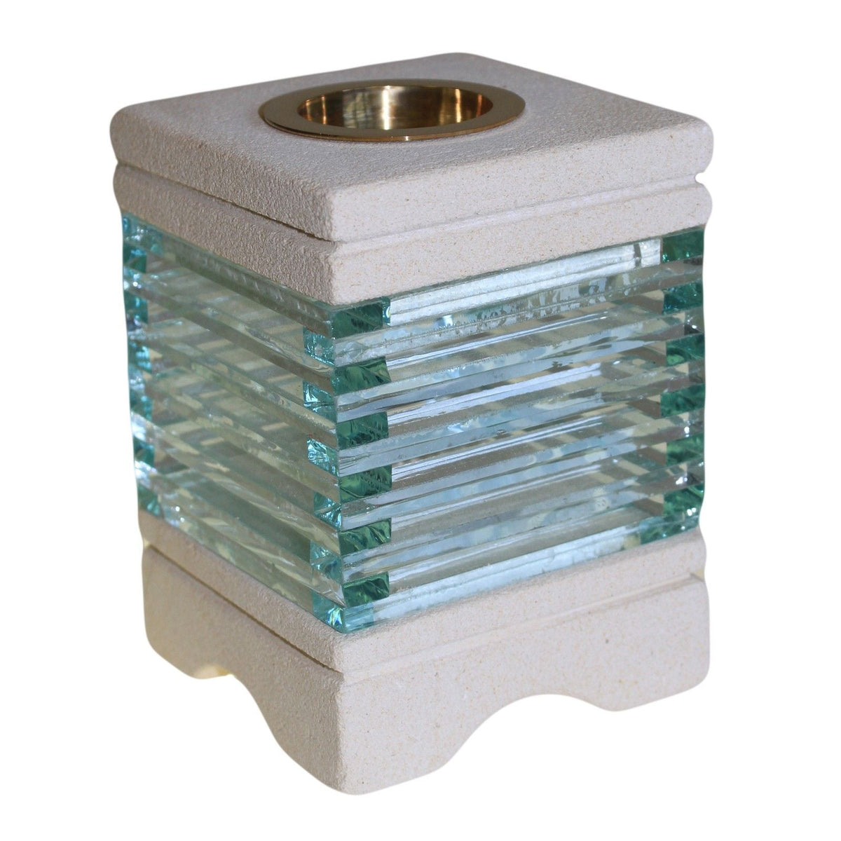 Square Glass Brick Sandstone Wax Melt Burner - Ettovi Candle Company