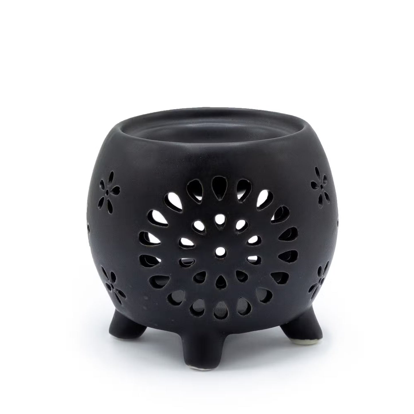 Squat Pot Burner Flowers - Black