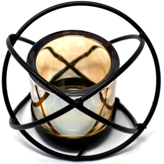 1 Cup Single Ball Iron and Glass Tealight Holder - Ettovi Candle Company
