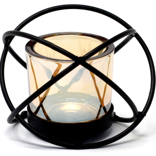 1 Cup Single Ball Iron and Glass Tealight Holder - Ettovi Candle Company