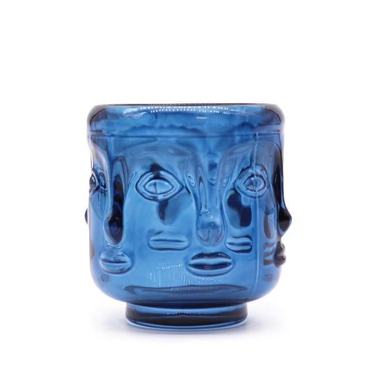 Buddha Faces Candle Jar (Royal Blue) - Set of 2