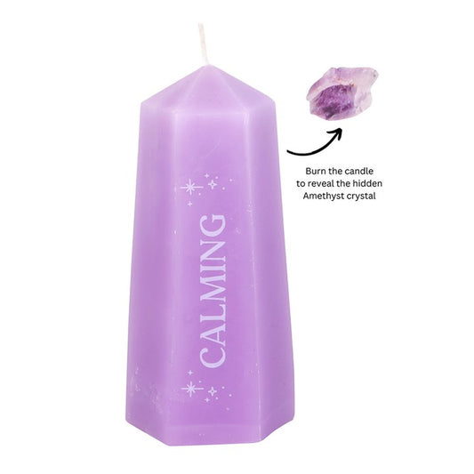Crystal Candle with Rough Amethyst (Calming)