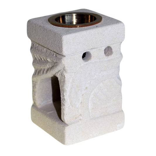 Stone Burner - Carved Leaf Design