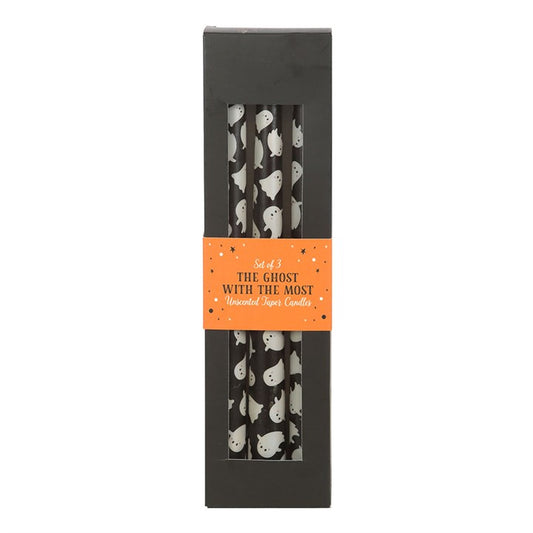 Ghost Print Taper Candles - Set of 3