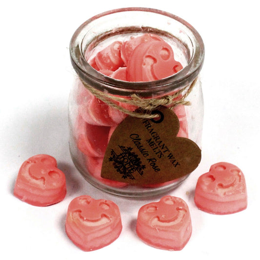 Soy Wax Heart Melts Jar - Classic Rose