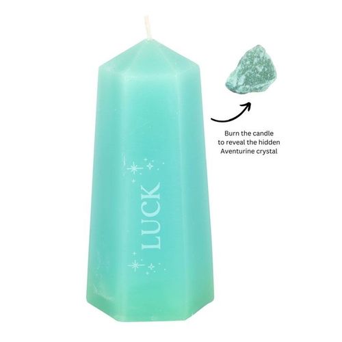 Crystal Candle with Rough Green Aventurine (Luck)
