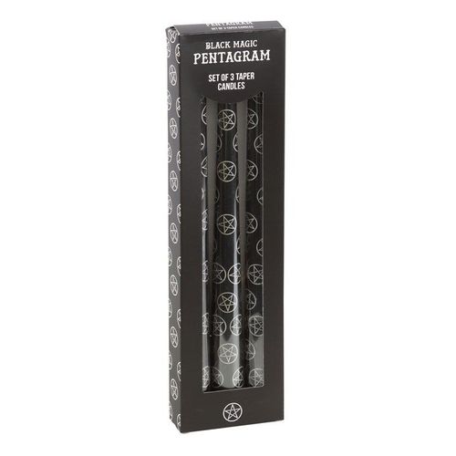 Black Magic Pentagram Taper Candles - Set of 3