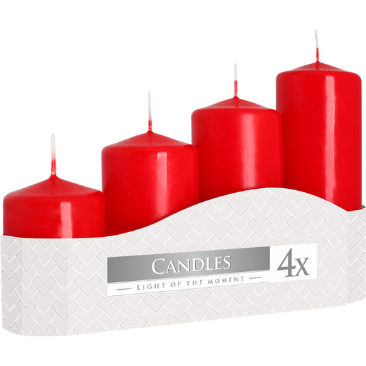 Pillar Candles - Red -  Set of 4