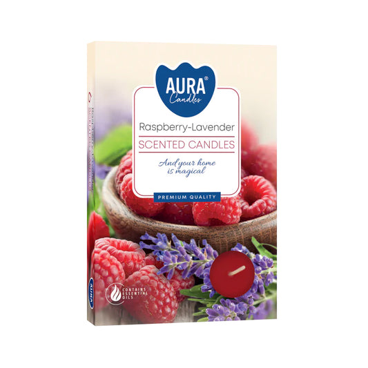 Scented Tealights (Raspberry & White Lavender) - Set of 6