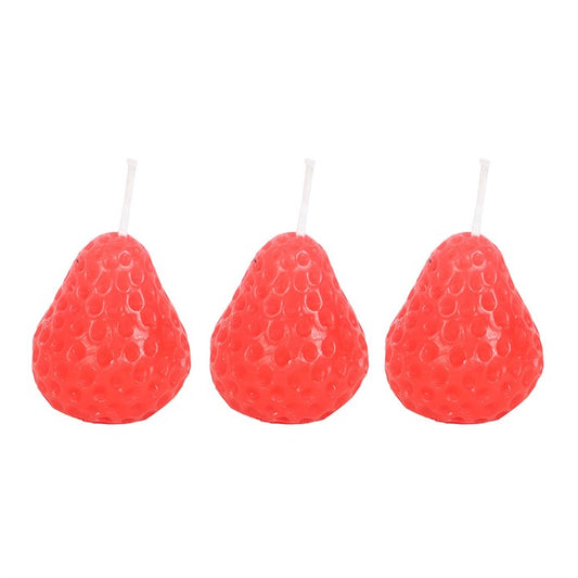 Strawberry Shaped Candles - Set Of 3