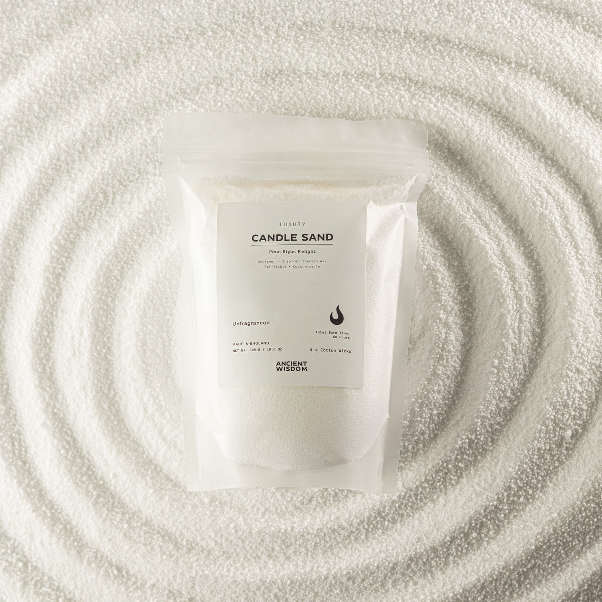 White Candle Sand Unfragranced - Ettovi Candle Company