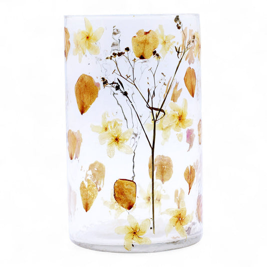 Natural Floral Glass - Tall Vase Candle Holder - Rosa