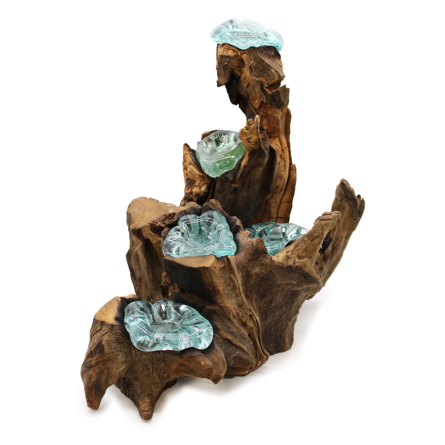 Molton Glass on Wood - Five Stacked Tealight Holder