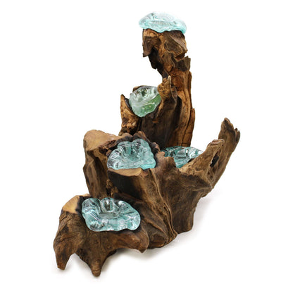 Molton Glass on Wood - Five Stacked Tealight Holder