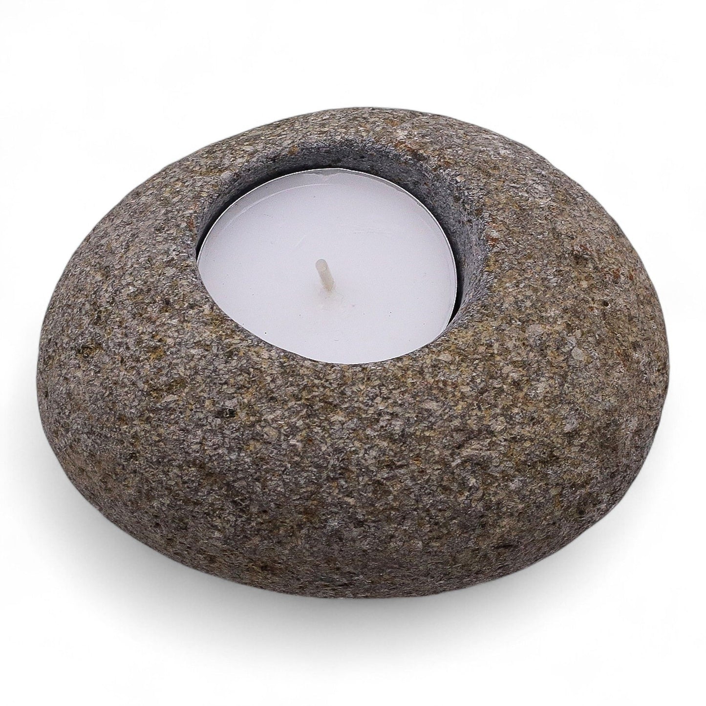 Natural Riverstone Candle Holder - Single
