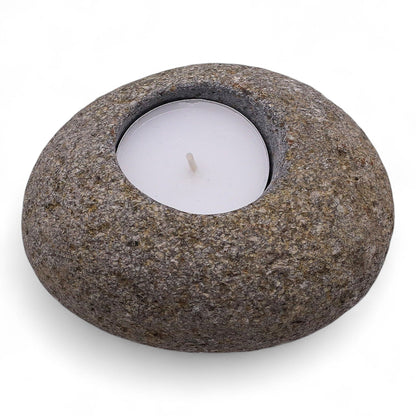 Natural Riverstone Candle Holder - Single