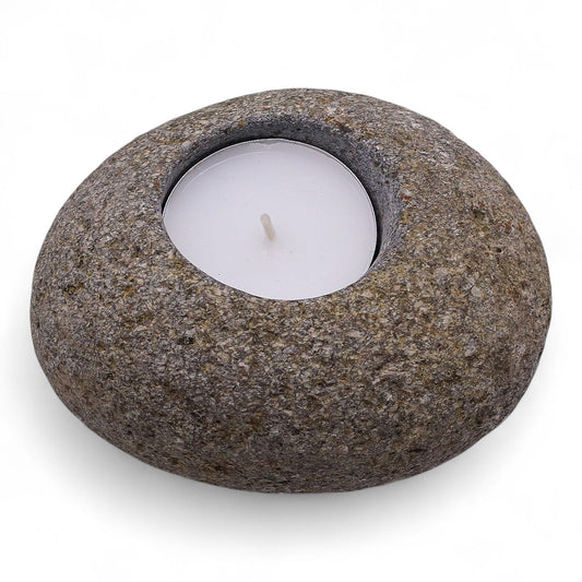 Natural Riverstone Candle Holder - Single