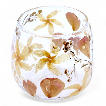 Natural Floral Glass - Straight Candle Holder - Rosa