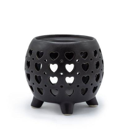 Squat Pot Burner Hearts -  Black