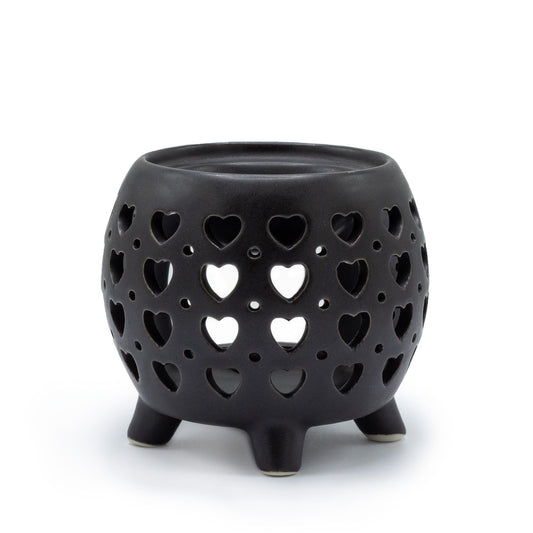 Squat Pot Burner Hearts -  Black