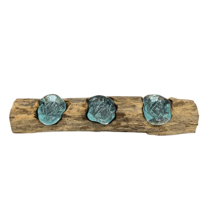 Molton Glass on Wood - Triple Flat Tealight Holder