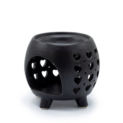Squat Pot Burner Hearts -  Black