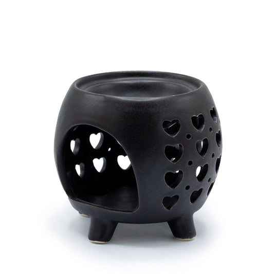 Squat Pot Burner Hearts -  Black