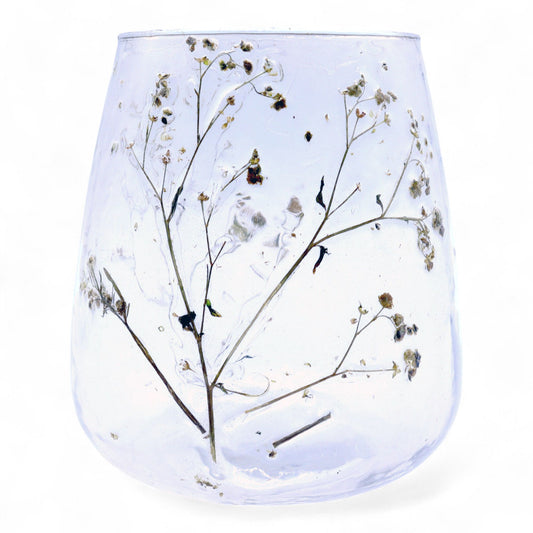Natural Floral Glass - Short Vase Candle Holder - Margarita