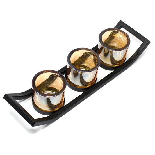 Iron Votive Candle Holder - 3 Cup Ledge