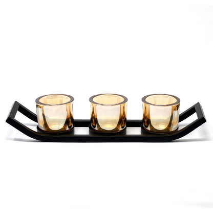 Iron Votive Candle Holder - 3 Cup Ledge