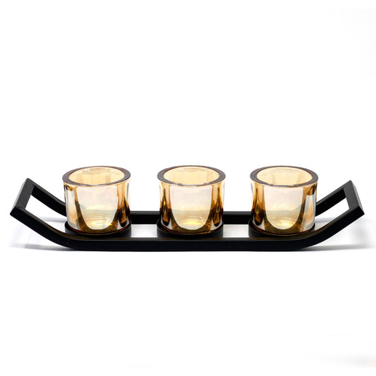 Iron Votive Candle Holder - 3 Cup Ledge