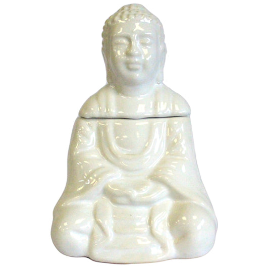 Sitting Buddha Burner - White