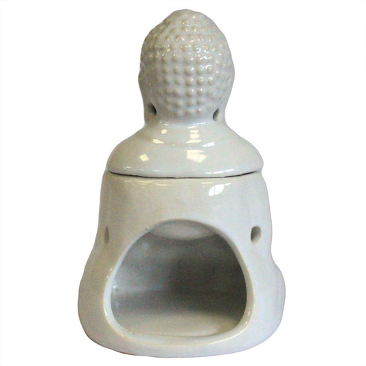 Sitting Buddha Burner - White