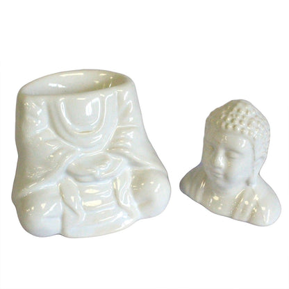 Sitting Buddha Burner - White