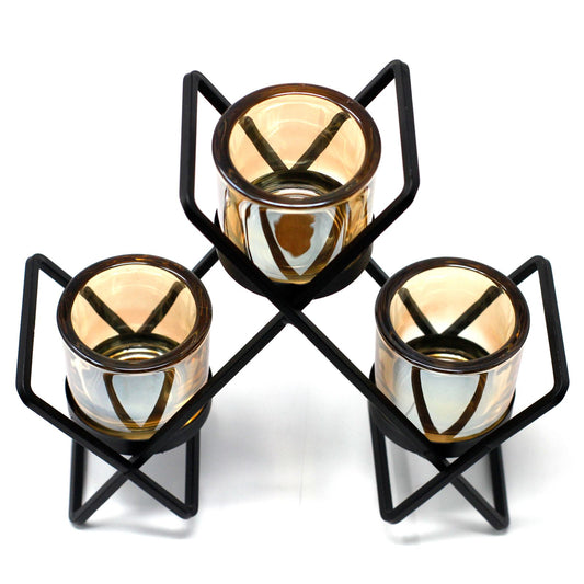 Iron Votive Candle Holder - 3 Cup Triangle