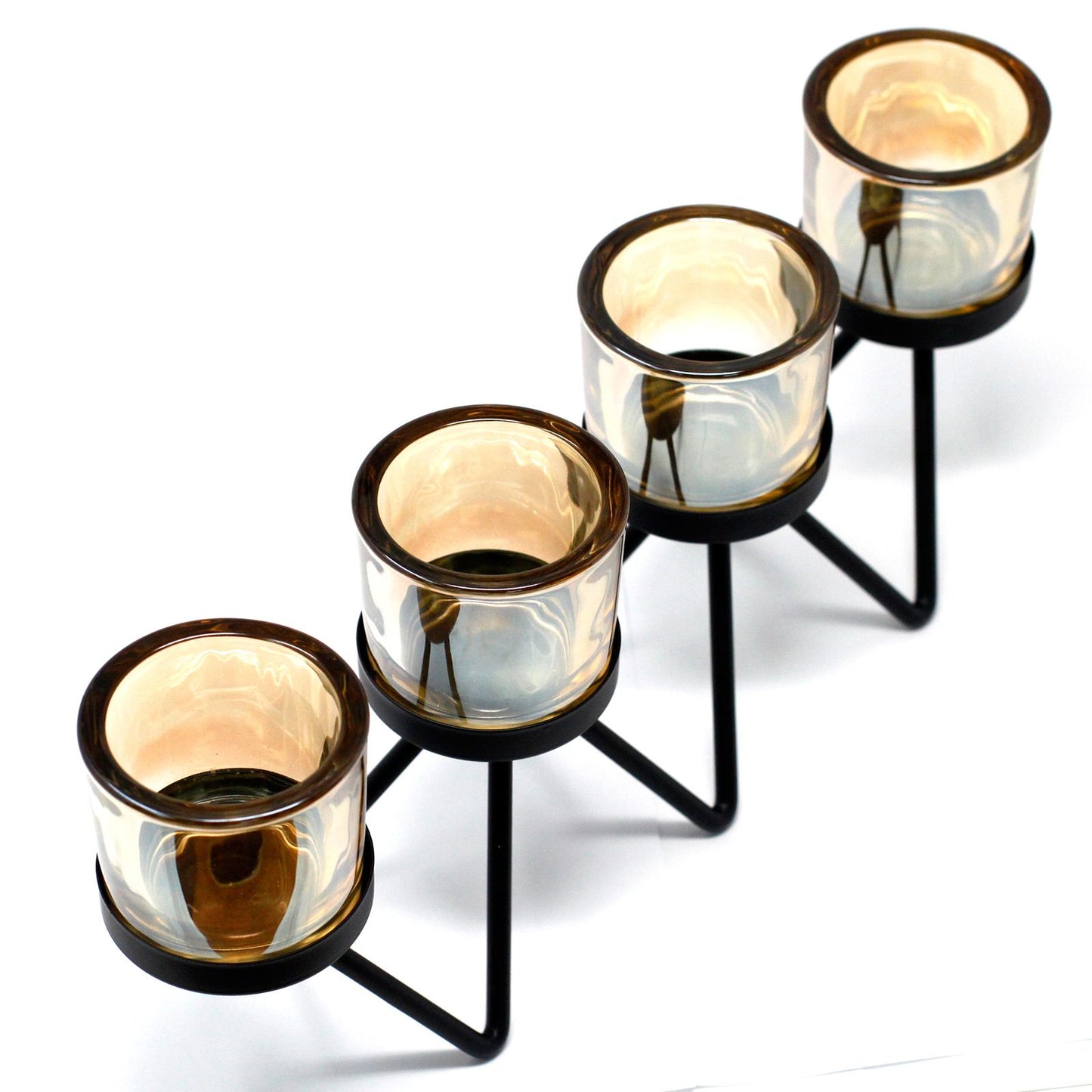 Iron Votive Candle Holder - 4 Cup Zig Zag