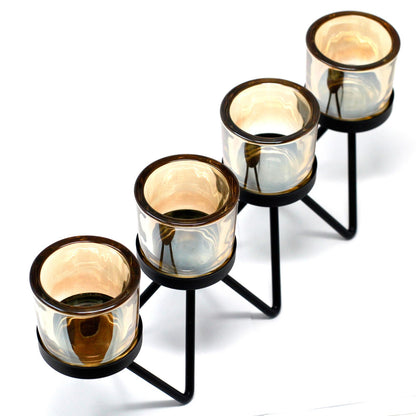 Iron Votive Candle Holder - 4 Cup Zig Zag